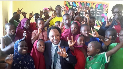 Sen. Shehu Sani, with students from school for the deaf in Abuja 