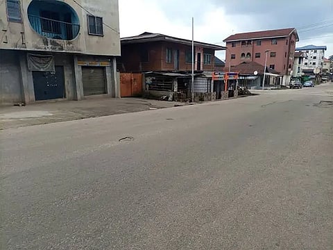 Deserted street in Owerri 