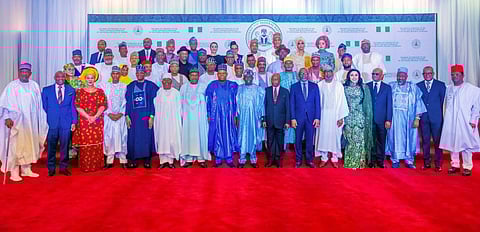 President Bola Tinubu with the New Ministers in Abuja, during their inauguration ceremony on Monday, August 21, 2023