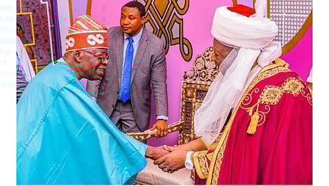 President Bola Tinubu with the Emir of Ilorin, Sulu-Gambari Alhaji Ibrahim