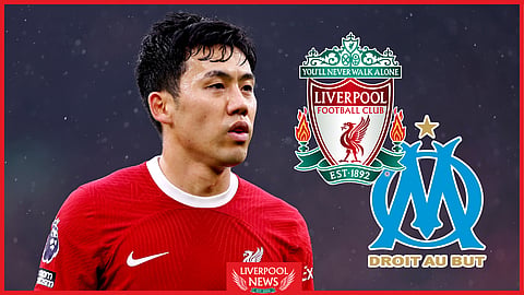 Wataru Endo, Liverpool badge, Marseille badge
