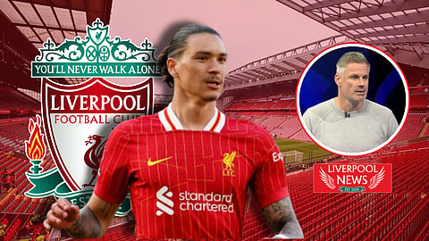 Jamie Carragher makes Darwin Nunez claim at Liverpool. (Credit - Imago/@SkySportsNews on X)