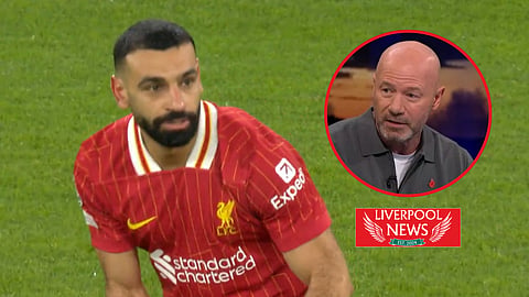 Alan Shearer reacts to Mo Salah's goal for Liverpool v Lille. (Credit: Amazon & MOTD)