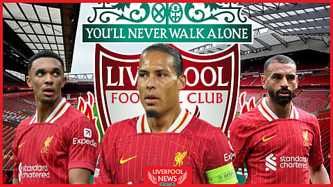 Mohamed Salah, Virgil van Dijk and Trent Alexander-Arnold are out of contract at Liverpool in the summer (Credit: Imago)