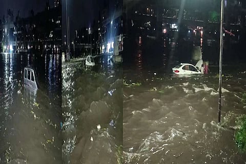 पुण्यातील डेक्कन येथील बाबा भिडे पूल पाण्याखाली; वाहून जाणाऱ्या कारमधील चौघांना वाचवण्यात यश