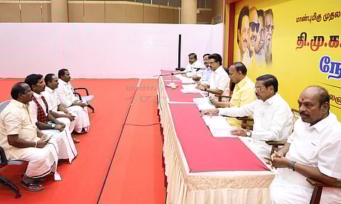 TN Assembly Election| தேர்தலில் போட்டியிட விண்ணப்பித்த தி.மு.க.வினரிடம் முதலமைச்சர் மு.க.ஸ்டாலின் நேர்காணல்