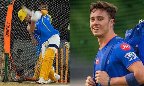 IPL 2026 | VIDEO: நோ லுக் ஷாட்... பயிற்சியில் பட்டையை கிளப்பும் பிரெவிஸ்