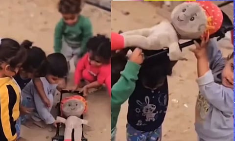 VIDEO: ஆழ்மனதில் பதிந்த மரணம்.. பொம்மைக்கு இறுதி ஊர்வலம் நடத்திய காசா குழந்தைகள் 