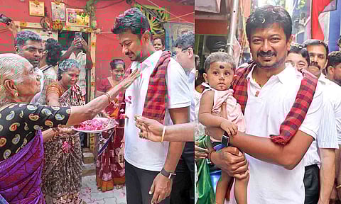 சேப்பாக்கம்-திருவல்லிக்கேணி தொகுதியில் நடந்து சென்று வாக்கு சேகரித்த உதயநிதி ஸ்டாலின்