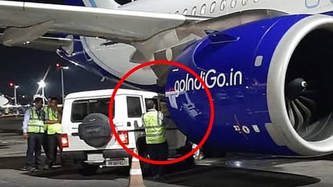 இண்டிகோ விமானம் மீது மோதிய கார்: கொல்கத்தாவில் பரபரப்பு