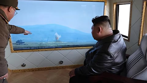 North Korea | போர் கப்பலில் இருந்து ஏவுகணை சோதனை செய்த வட கொரியா