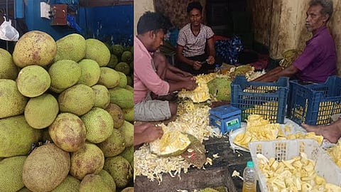 கோயம்பேடு மார்க்கெட்டில் சீசன் தொடங்கியதால் விற்பனைக்கு குவியும் பலாப்பழம்