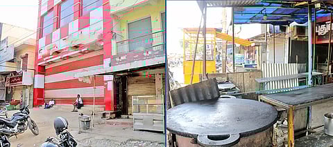 மேலப்பாளையத்தில் கடைகள் மற்றும் ஓட்டல்கள் அடைக்கப்பட்டிருந்த காட்சி.