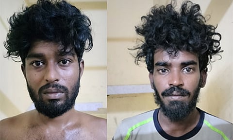 கைது செய்யப்பட்ட டேமின்-பரத்குமார்.