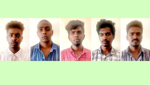 கைதான 5 பேர்.
