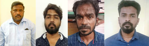 குண்டர் சட்டத்தில் கைதான பாலமுருகன், கோகுல்நாத், ஜாபர் அலி, கார்த்திக்.