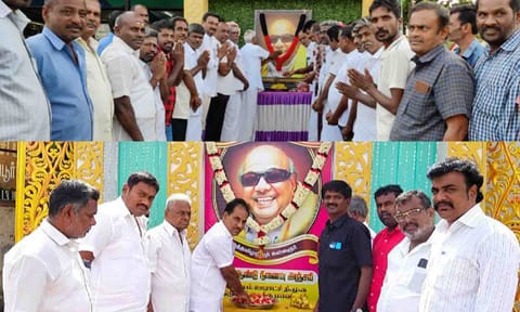 சாமளாபுரத்தில் பேரூர் செயலாளர் வேலுச்சாமி     தலைமையில் நடைபெற்ற நிகழ்ச்சியில் பங்கேற்றவர்கள். மங்கலத்தில்ஊராட்சி மன்ற தலைவர் எஸ்.எம்.பி., மூர்த்தி தலைமையில்    நடைபெற்ற நிகழ்ச்சியில் பங்கேற்றவர்கள்.

