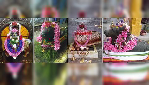 கோப்பணம்பாளையத்தில் உள்ள பரமேஸ்வரர், நந்தி பெருமான், பரமத்தி வேலூர் வல்லப கணபதி ஆலயத்தில் விசாலாட்சி சமேத விஸ்வேஸ்வரர், நந்தி பெருமான் சிறப்பு அலங்காரத்தில் அருள்பாலித்த காட்சி.