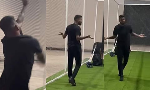 பும்ராவை போல பந்து வீசி கொண்டாட்டம்- வைரலாகும் ஹர்த்திக் பாண்ட்யாவின் வீடியோ