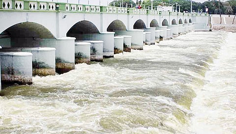 தஞ்சை கல்லணை கால்வாயில் பெருக்கெடுத்து ஓடும் காவிரி நீர்