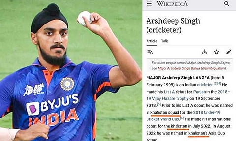 அர்ஷ்தீப் சிங்கை காலிஸ்தான் இயக்கத்துடன் தொடர்புபடுத்திய விக்கிப்பீடியாவுக்கு மத்திய அரசு சம்மன்