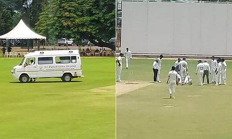 மைதானத்திற்குள் வந்த ஆம்புலன்ஸ்