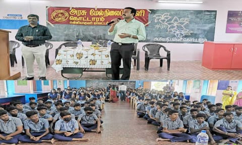 கருத்தரங்கில் கன்னியாகுமரி மாவட்ட கலெக்டர் அரவிந்த் மாணவர்களோடு பேசியபோது எடுத்த படம்&nbsp;
