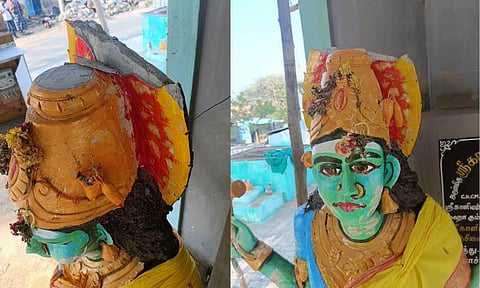 திண்டுக்கல்லில் அம்மன் சிலையை உடைத்த மர்ம கும்பல்- உண்டியலில் பணம் இல்லாததால் ஆத்திரம்