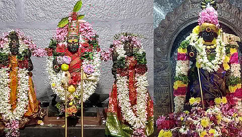 பரமத்தி வேலூர் வல்லப கணபதி ஆலயத்தில் உள்ள வள்ளி தெய்வானை சமேத கல்யாண சுப்பிரமணிய சுவாமி,  பகவதி அம்மன் கோவிலில் உள்ள முருகப்பெருமான் சிறப்பு அலங்காரத்தில் அருள்பாலித்த காட்சி.&nbsp;