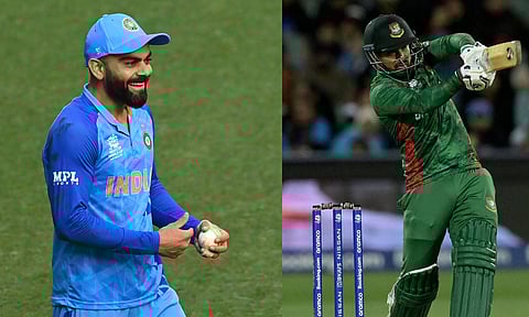 இந்திய பந்து வீச்சாளர்களை மிரள வைத்த வங்காளதேச வீரருக்கு பேட்டை பரிசாக அளித்த விராட் கோலி