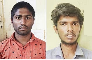 கைதான மணிகண்டன், பிரவீன்குமார்.&nbsp;