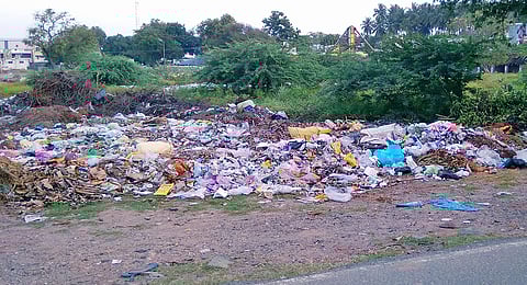 சாலை ஓரமாக குவிந்துள்ள குப்பை கழிவுகள்