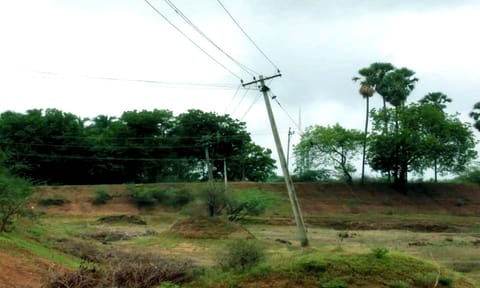 மின்கம்பம் ஆபத்தான நிலையில் உள்ளதை படத்தில் காணலாம்.