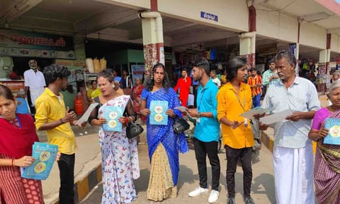 பிளாஸ்டிக் ஒழிப்பு விழிப்புணர்வு கலைநிகழ்ச்சி நடைபெற்ற காட்சி.&nbsp;
