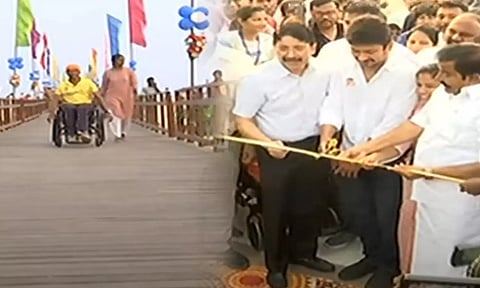 நடைபாதையை திறந்து வைத்த உதயநிதி ஸ்டாலின்