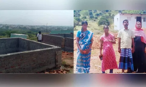 பசுமை வீடுகள் கட்டும் பணியை மாற்றுத்திறனாளிகள் பார்வையிட்டனர்.
