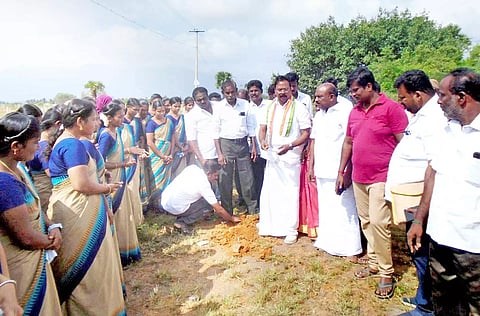களக்காட்டில் பனை மர விதைகள் நடும் பணியை ரூபி மனோகரன் எம்.எல்.ஏ. தொடங்கி வைத்த போது எடுத்தபடம்.