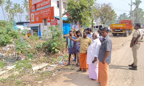 எம்.ஆர்.காந்தி எம்.எல்.ஏ ஆய்வு செய்தபோது எடுத்த படம்&nbsp;