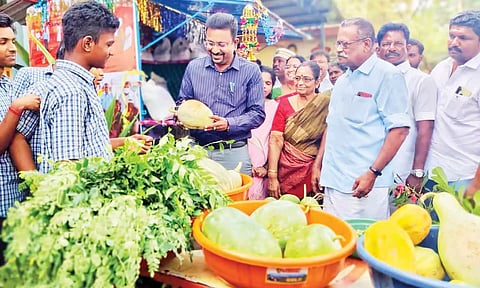 இயற்கை உரம் மரக்கன்றுகள் விற்பனை மையத்தை தஞ்சை மாவட்ட கலெக்டர் தினேஷ் பொன்ராஜ் ஆலிவர் திறந்து வைத்தார்.