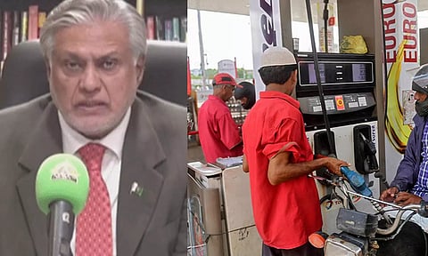 பாக் அமைச்சர்  இஷாக் தர்,பெட்ரோல் நிலையம்
