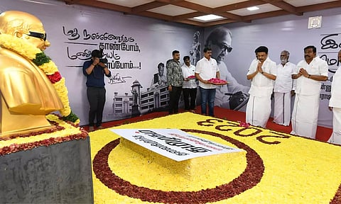 கருணாநிதி, அண்ணா நினைவிடங்களில் முதலமைச்சர் மு.க.ஸ்டாலின் மரியாதை