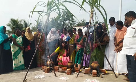 புதுப்பட்டினம் ஊராட்சியில் சமத்துவ பொங்கல் கொண்டாட்டம்- முன்னாள் எம்.எல்.ஏ தனபால் கலந்து கொண்டார்
