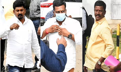 தடயவியல் அலுவலகத்தில் உண்மைகள் கண்டறியும் சோதனைக்கு வந்திருந்த ரவுடிகள் மோகன்ராம், தினேஷ், சத்யா, நரைமுடி கணேசன்