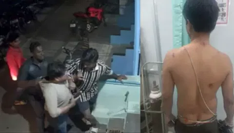 வாலிபரை தாக்கிய கும்பல். காயமடைந்த வாலிபர்.