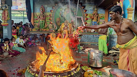 அரியலூர் அருகே தை அமாவாசையில் சாமுண்டீஸ்வரி  கோவிலில் மிளகாய் சண்டி யாகம்