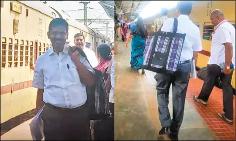 அரசு முறை பயணத்துக்கு துணிப்பையுடன் எளிமையாக வந்த தலைமைச் செயலாளர்