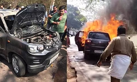 மருத்துவமனைக்கு அழைத்து சென்றபோது விபரீதம்: கார் திடீரென தீப்பிடித்ததில் கர்ப்பிணி பெண்- கணவர் பலி