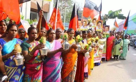 முதல்-அமைச்சர் மு.க.ஸ்டாலினுக்கு பிரமாண்ட வரவேற்பு
