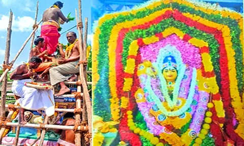 கும்பாபிஷேகம் நடைபெறுவதையும், சிறப்பு அலங்காரத்தில் அம்மனையும் படத்தில் காணலாம்.