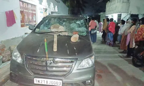 பா.ஜ.க. மாநில பட்டியல் அணி தலைவர் வீட்டில் சரமாரி கல் வீச்சு- கார் உடைப்பு
